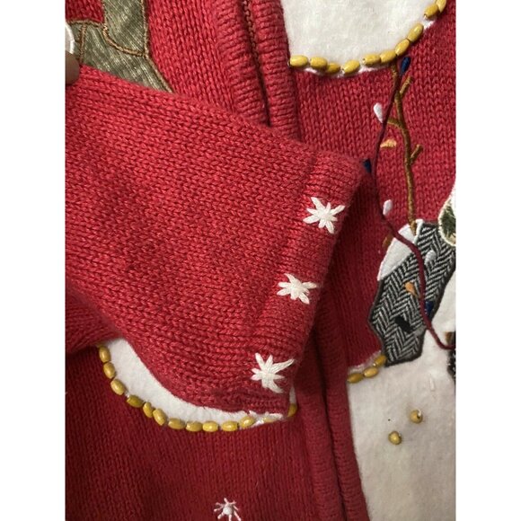 Tiara International Christmas Collection 2004 Red Snowman Cardigan Sweater M - Picture 6 of 7